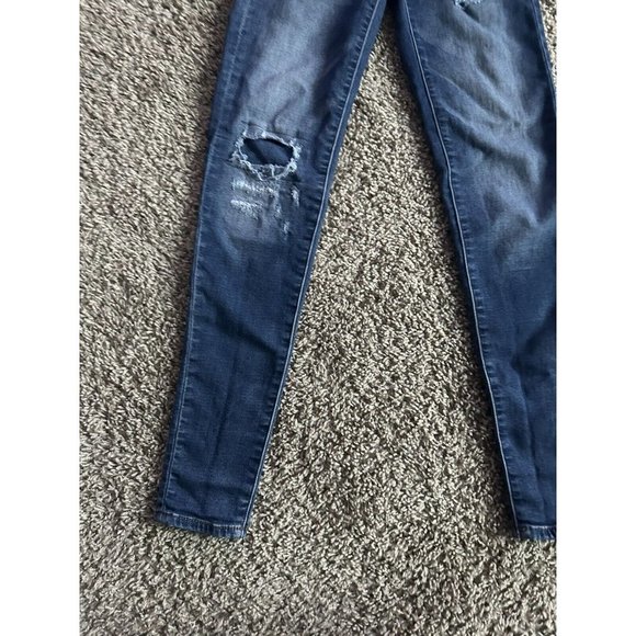 American Eagle  super stretch jeggings size 0 distressed Skinny Leg Medium Wash - Picture 3 of 13